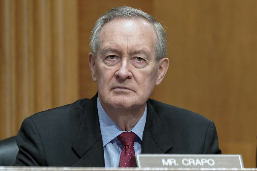 Sen. Mike Crapo, R-Idaho, listens during a Senate Banking Committee Hybrid hearing on 'Oversight of the U.S. Securities and Exchange Commission," Tuesday, Sept. 12, 2023, on Capitol Hill in Washington.