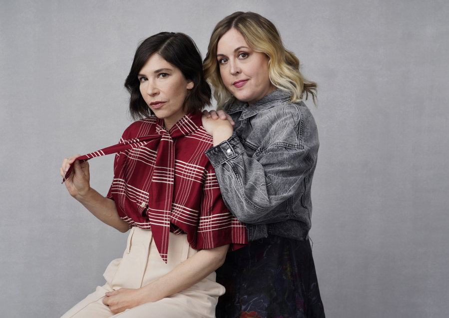 Carrie Brownstein, left, and Corin Tucker of the band Sleater-Kinney are seen Sept. 25. Their album "Little Rope" will be released in January.