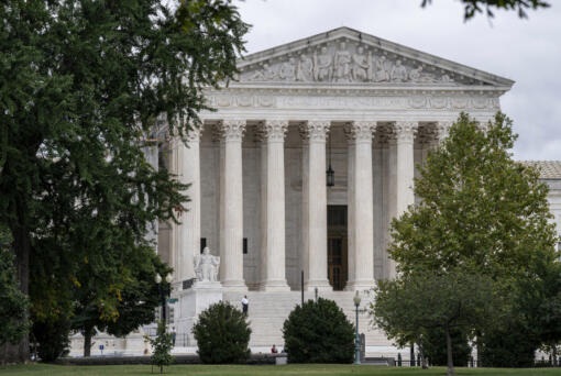 The Supreme Court is seen in Washington, Monday, Sept. 25, 2023. The new term of the high court begins next Monday, Oct. 2. (AP Photo/J.