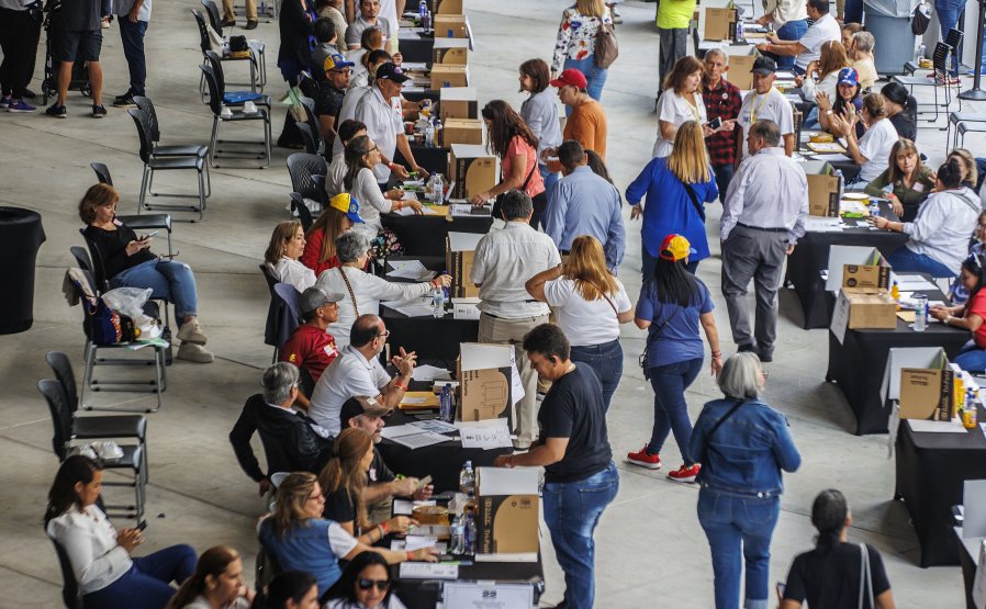Thousands of exiled Venezuelans participated in the primaries elections to choose the opposition's candidate for next year's presidential election in Doral, Fla., on Sunday, Oct. 22, 2023.