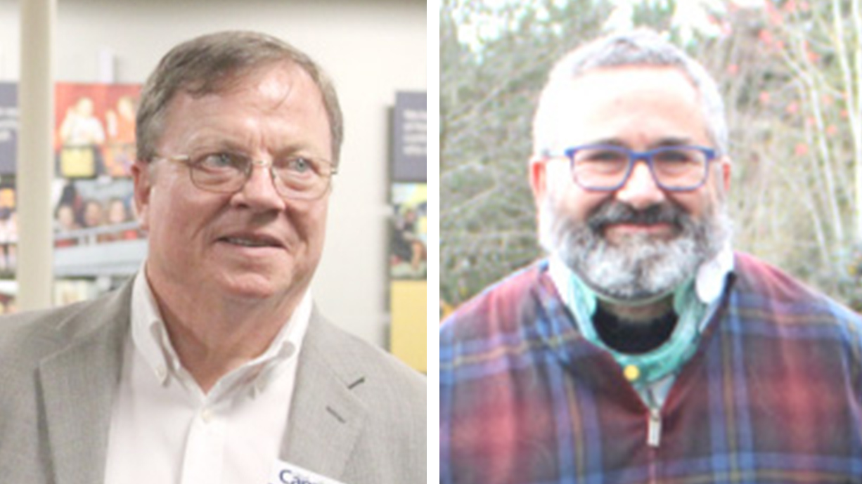 Incumbent Steve Hogan, left, and Randal Friedman are running for Camas mayor.