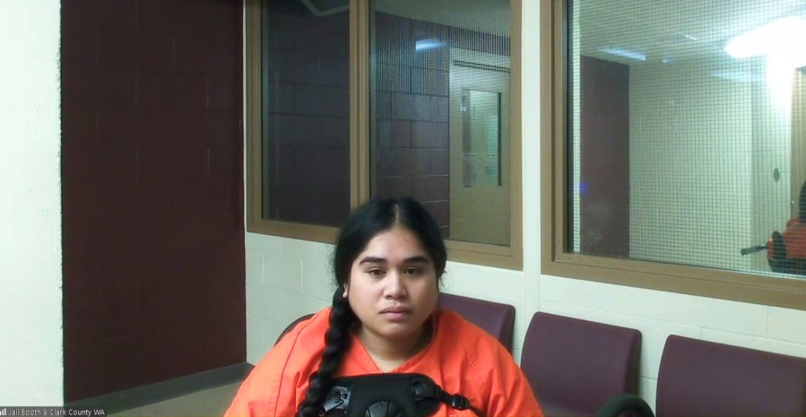 Mickleen Daniel, 20, of Portland, appears Tuesday in Clark County Superior Court on suspicion of two counts of vehicular homicide. She is accused of drunken driving when she crashed an SUV Sunday morning on state Highway 500, killing her two passengers.