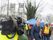 Nearly four years to the day after Washington Gov. Jay Inslee and then Oregon Gov. Kate Brown restarted the Interstate 5 Bridge replacement effort, Inslee held a press conference in front of the I-5 Bridge to reaffirm his support of the project.