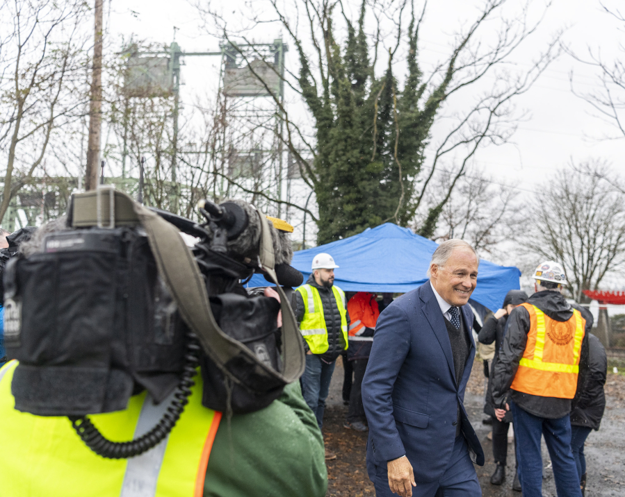 Nearly four years to the day after Washington Gov. Jay Inslee and then Oregon Gov. Kate Brown restarted the Interstate 5 Bridge replacement effort, Inslee held a press conference in front of the I-5 Bridge to reaffirm his support of the project.