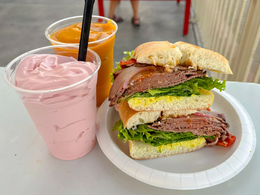New items on the Costco food court menu include strawberry ice cream, a mango smoothie and a $9.99 roast beef sandwich.