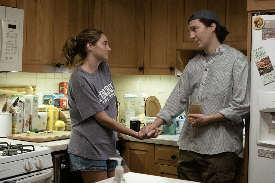 Shailene Woodley, left, and Paul Dano in &ldquo;Dumb Money.&rdquo; (Claire Folger/Sony Pictures)