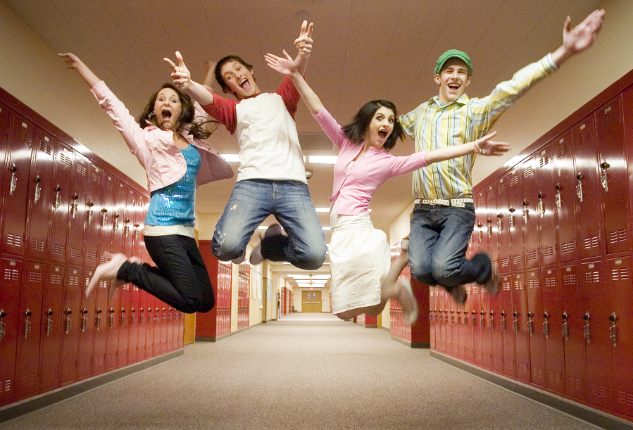 Lead characters in a production of "High School Musical" from left, Kelsey Russell, 18, Tyler Russell, 15, Sydney Farley, 14, and Robert Head, 14, photographed at Liberty Middle School, Tuesday, January 29, 2008.