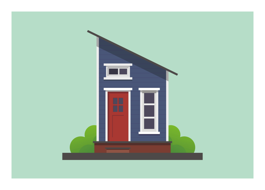 simple illustration of a wooden tiny house building