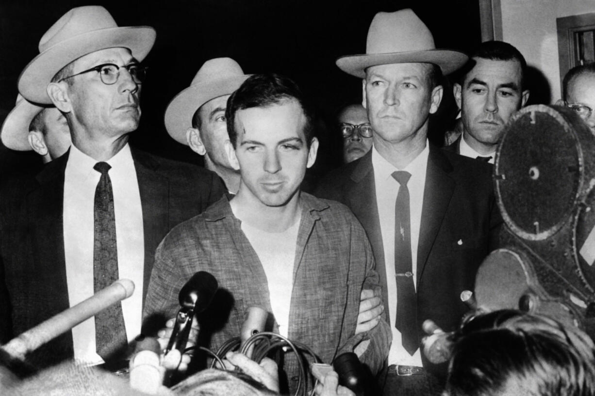 John F. Kennedy&rsquo;s murderer Lee Harvey Oswald during a Nov. 22, 1963, press conference after his arrest in Dallas. Oswald was killed by Jack Ruby on Nov. 24 on the eve of Kennedy&rsquo;s burial.