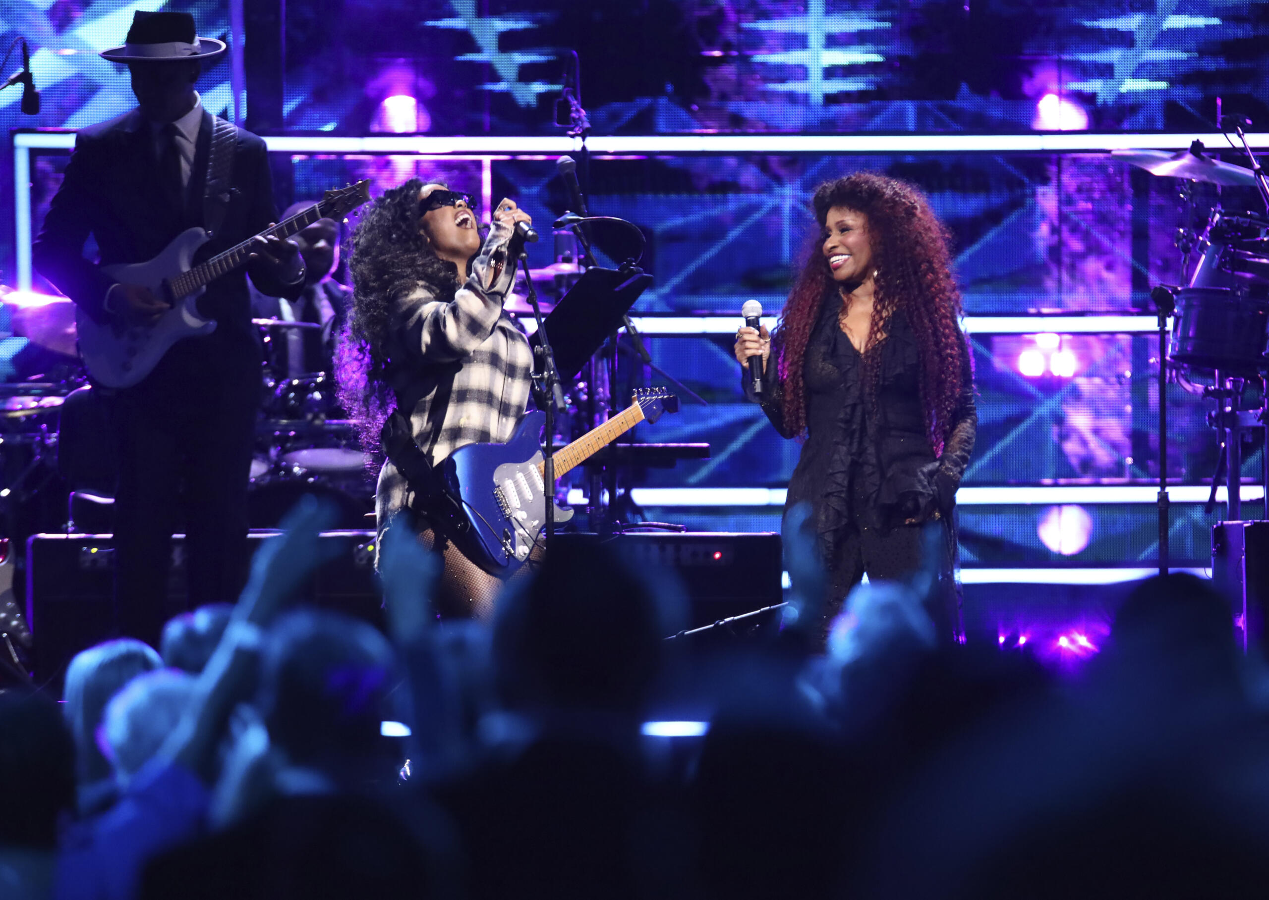 H.E.R., left, and Chaka Khan perform during the Rock &amp; Roll Hall of Fame Induction Ceremony on Friday, Nov. 3, 2023, at Barclays Center in New York.