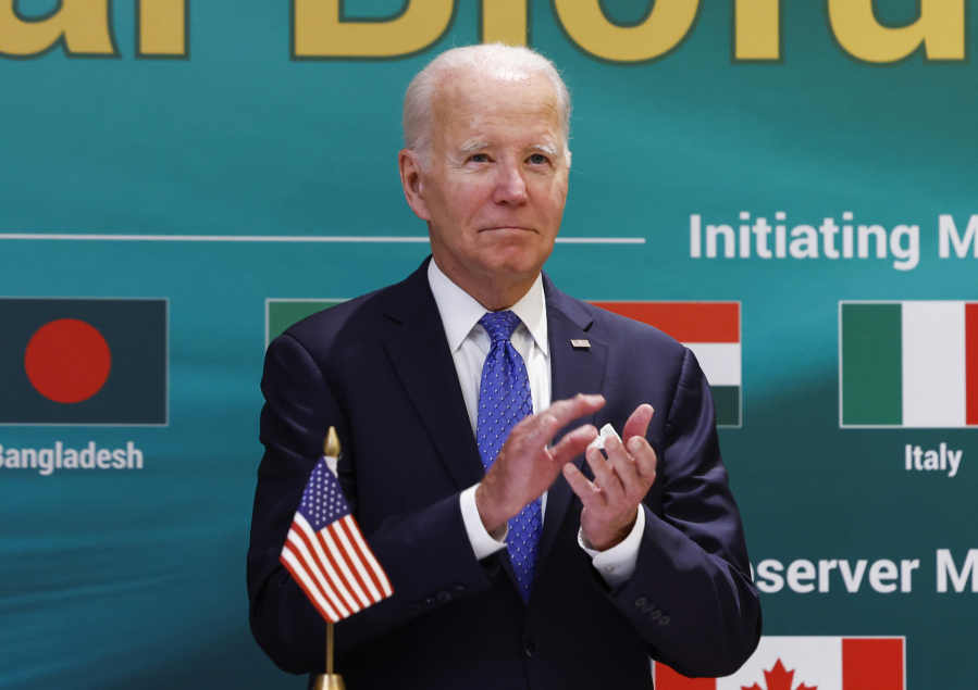 FILE - U.S. President Joe Biden attends the launch of the Global Biofuels Alliance at the G20 summit in New Delhi, India on Sept. 9, 2023.