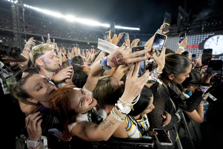 Fans attend the Taylor Swift: The Eras Tour concert, in Buenos Aires, Argentina, Thursday, Nov. 9, 2023.