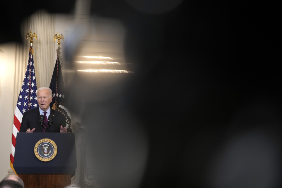 President Joe Biden speaks during an event on protecting retirement security against what are commonly referred to as "junk fees" in the State Dining Room of the White House, Tuesday, Oct. 31, 2023, in Washington.