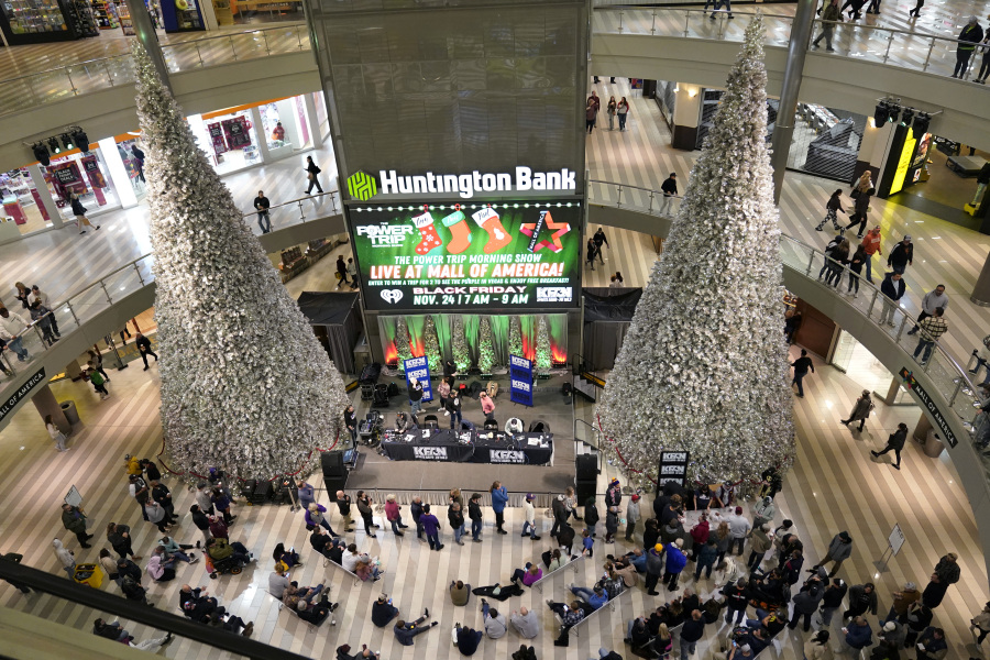 People shop at Mall of America for Black Friday deals, Friday, Nov. 24, 2023, in Bloomington, Minn.