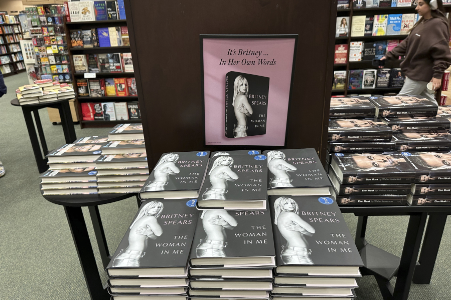 Britney Spears&rsquo; memoir &ldquo;The Woman in Me&rdquo; is seen Nov. 2 at a Barnes &amp; Noble bookstore in Clifton, N.J.