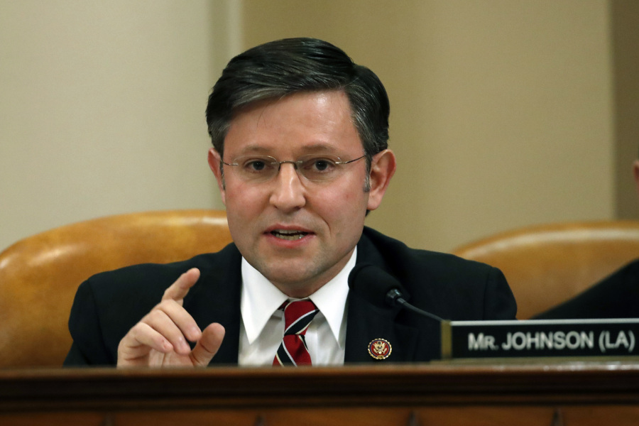 FILE - Rep. Mike Johnson, R-La., speaks during a House Judiciary Committee markup of the articles of impeachment against President Donald Trump, on Capitol Hill, Dec. 12, 2019, in Washington. Johnson does not typically mention one aspect of his work before being elected to Congress. He was once chosen to be the dean of a small Baptist law school. But the school ultimately collapsed without enrolling students or opening its doors. The episode is a reminder of how little is know about Johnson, who quickly rose from relative obscurity to House speaker.
