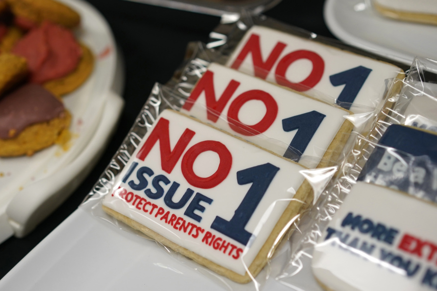 &ldquo;NO Issue 1&rdquo; cookies are displayed on the snack table Tuesday during a watch party for opponents of Issue 1 at the Center for Christian Virtue in Columbus, Ohio.