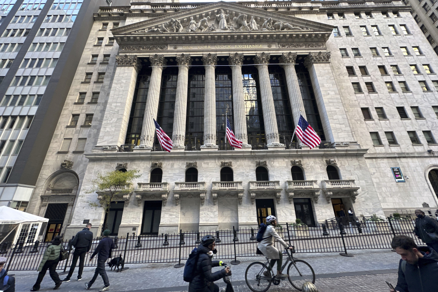 The New York Stock Exchange building is on Wall Street in New York City on Friday, November 3, 2023.