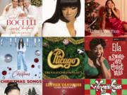 &ldquo;A Family Christmas&rdquo; by Andrea Bocelli with Matteo and Virginia Bocelli, top row from left, &ldquo;Christmas with Brandy&rdquo; by Brandy, &ldquo;Under the Tree&rdquo; by Ally Brooke, second row from left, &ldquo;Christmas&rdquo; by Cher, &ldquo;Chicago Greatest Christmas Hits,&rdquo; &ldquo;Ella Wishes You A Swinging Christmas&rdquo; by Ella Fitzgerald, bottom row from left, &ldquo;Christmas Songs&rdquo; by David Foster and Katherine McPhee, &ldquo;Luther Vandross Classic Christmas&rdquo; and &ldquo;Just A Dirtbag Christmas&rdquo; by Wheatus.