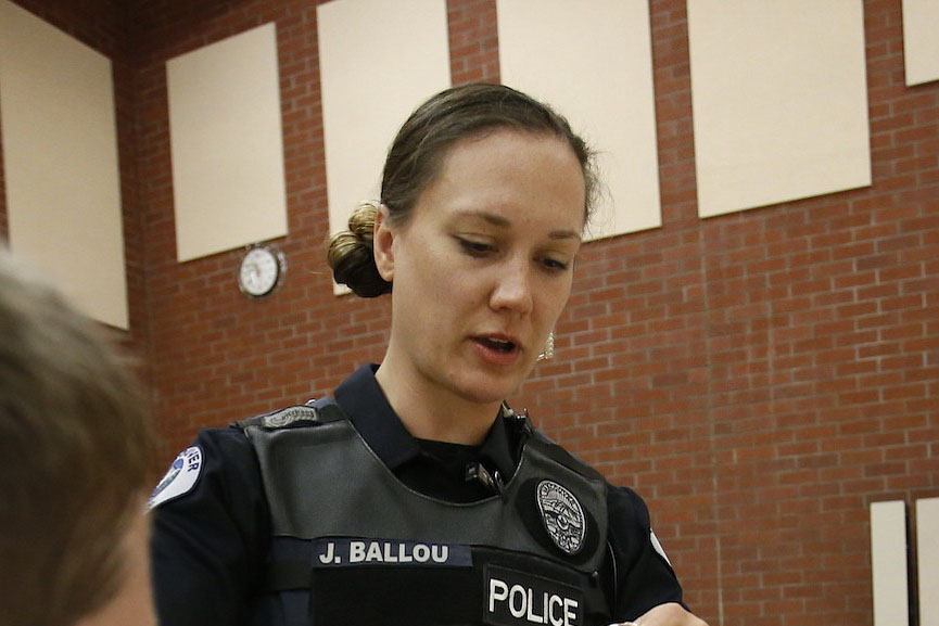 A federal jury last week found in favor of a Vancouver police Sgt. Julie Ballou's retaliation claims against the city of Vancouver after she raised concerns of sex discrimination when she was passed over for promotions. In 2018, Sgt. Julie Ballou participated in a camp for kids in Vancouver, talking to them about police work.