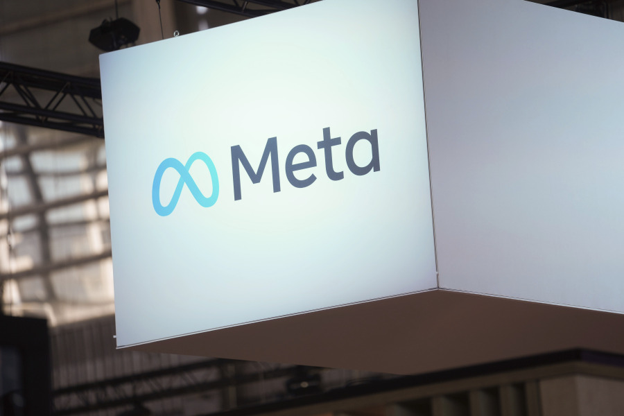 FILE - The Meta logo is seen at the Vivatech show in Paris, France, on June 14, 2023. European officials widened a ban on Meta&rsquo;s &ldquo;behavioral advertising&rdquo; practices to most of Europe on Wednesday, Nov. 1, setting up a broader conflict between the continent&rsquo;s privacy-conscious institutions and an American technology giant.