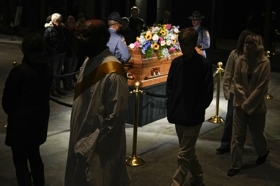 Members of the public pay respects to former first lady Rosalynn Carter at the Jimmy Carter Presidential Library and Museum in Atlanta, Monday, Nov. 27, 2023, during the public repose.