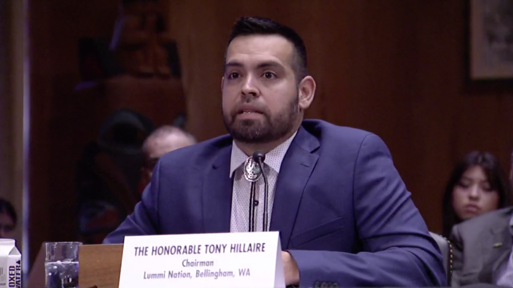 Tony Hillaire of the Lummi Nation testifies before the Senate Indian Affairs Committee that impacts of the fentanyl crisis on his community are devastating. (U.S.