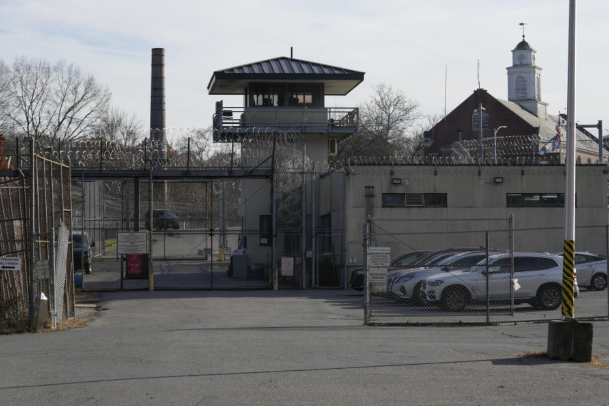 A guard tower stands near the entrance to the Bedford Hills Correctional Facility,  Wednesday, Nov. 15, 2023, in Bedford Hills, N.Y. A year-long suspension of the legal time limit to sue over sexual assaults against adults in New York has led to a tidal wave of claims on behalf of women who were incarcerated.