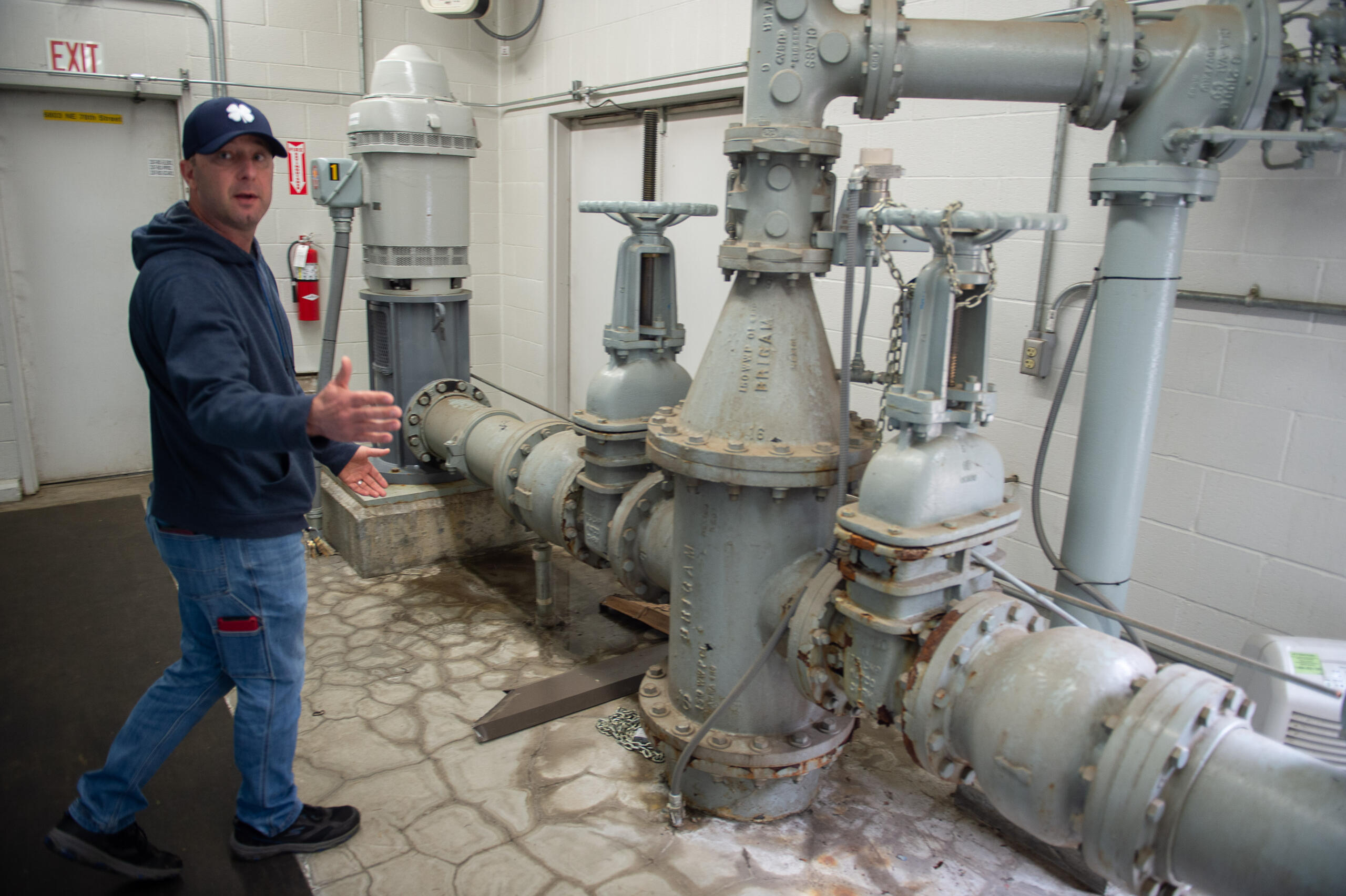 Water Production Superviser Rob Weber discusses PFAS contamination in the Vancouver water supply at the 78th Street pumping facility in May.