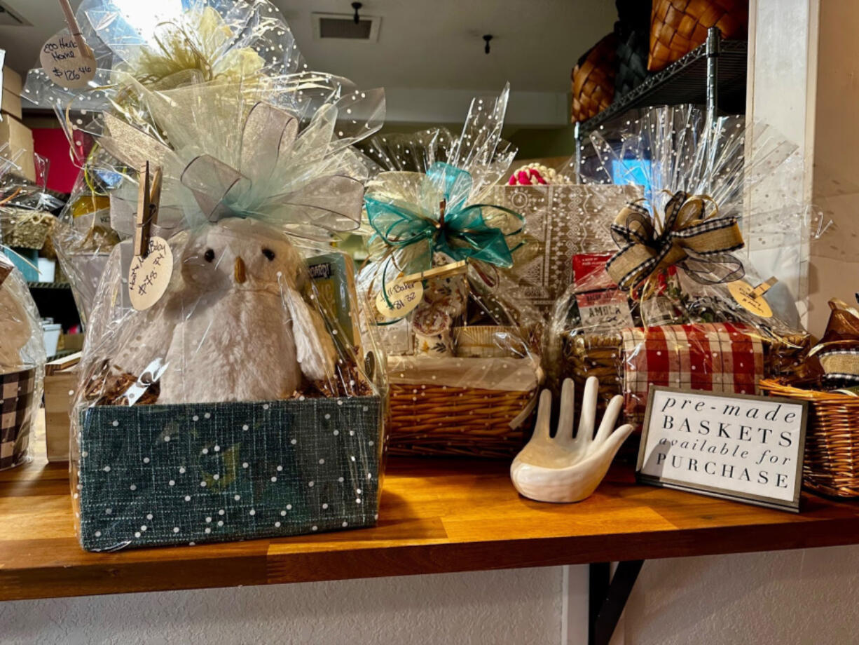 Premade gift baskets at Not Too Shabby (Rachel Pinsky)