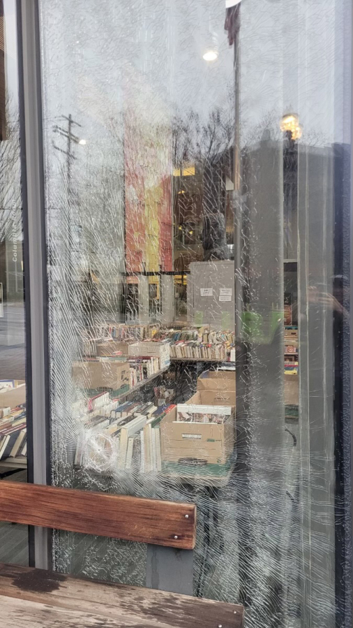 The Vancouver Community Library, 901 C St., was one of several businesses that had its windows broken in recent weeks.
