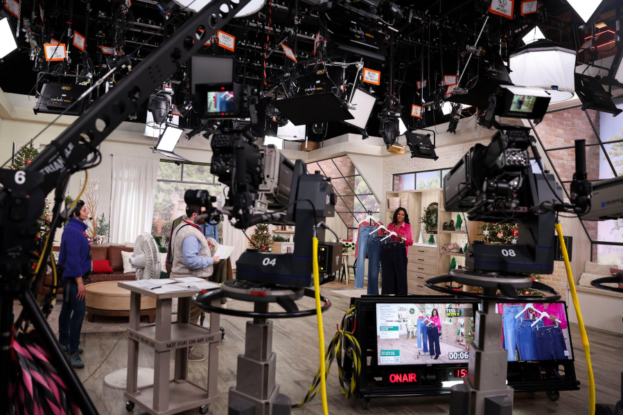 Host Stacey Rusch films a show on QVC 2 at QVC Studio Park in West Chester, Pennsylvania.