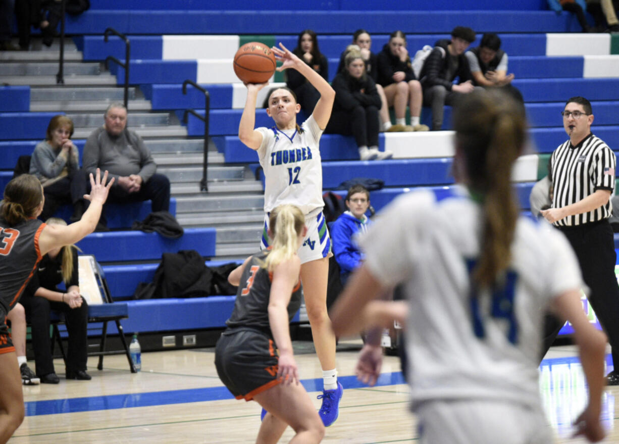 Mountain View&#039;s Nina Peterson (12) averaged 17 points a game in a three-game span for the Thunder last week.