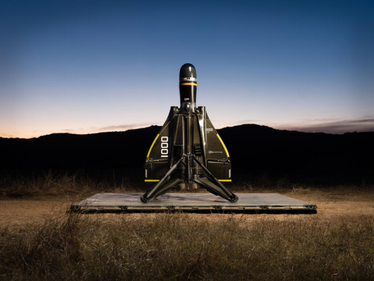 Anduril&rsquo;s Roadrunner jet drone is about 5 1/2 feet tall and can hit its target (and destroy itself on impact) or return to its launch spot for another attempt.