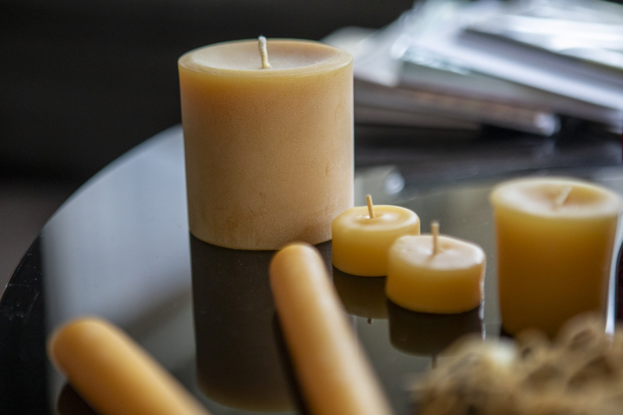 Beeswax candles from Golden Light Beeswax Candles in Everett, Washington on Thursday, Nov. 30, 2023.