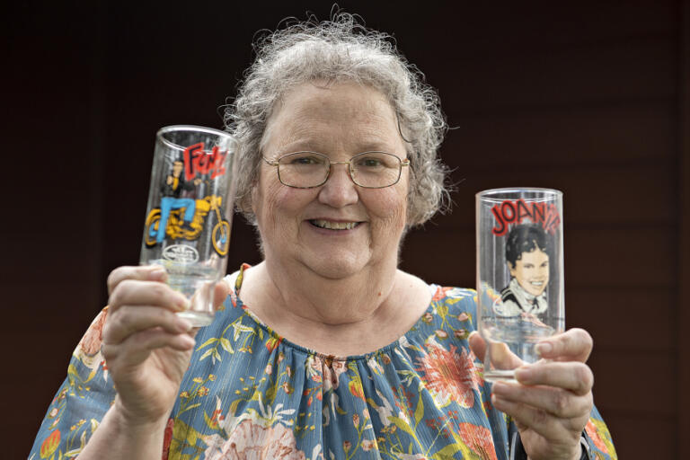 Deena Fisher is selling off her collection of 6,000 commemorative glasses to raise money for her grandkids&rsquo; college tuition.