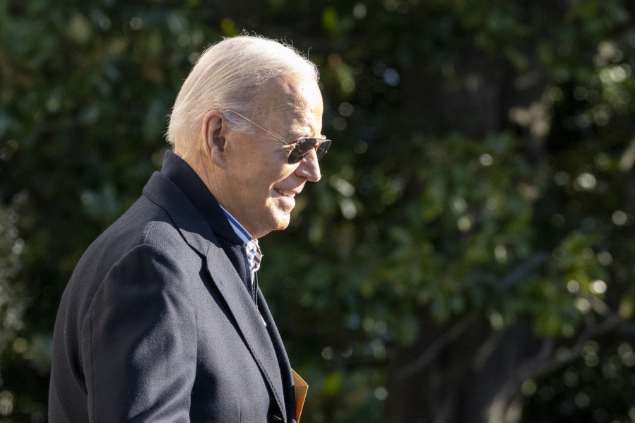 President Joe Biden walks to Marine One for departure from the South Lawn of the White House, Wednesday, Dec. 20, 2023, in Washington. Biden is headed to Wisconsin.