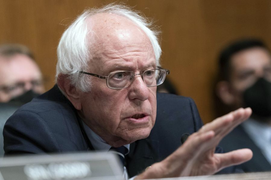 FILE - Sen. Bernie Sanders, I-Vt., speaks during a hearing on Capitol Hill in Washington, Thursday, June 8, 2023. Sanders and a robust group of Democratic senators say they&rsquo;re done &ldquo;asking nicely&rdquo; for Israel to do more to reduce civilian casualties in its war against Hamas in Gaza.