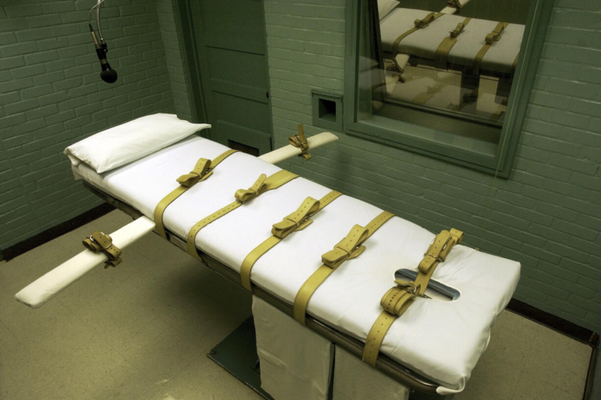 FILE - This undated file photo shows the gurney in the death chamber in Huntsville, Texas. An annual report released Friday, Dec. 1, 2023, on capital punishment says more Americans now believe the death penalty is administered unfairly.