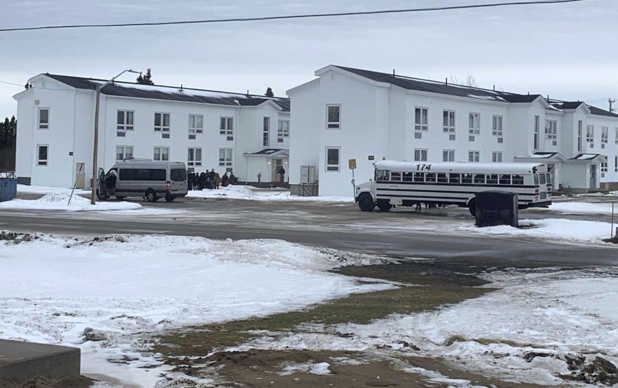 This image provided by Nathan Johnson shows military barracks in Goose Bay, Canada, on Monday, Dec. 11, 2023, where passengers aboard a Delta Air Lines flight from Amsterdam to Detroit spent the night after the plane was forced to land due to a mechanical issue.