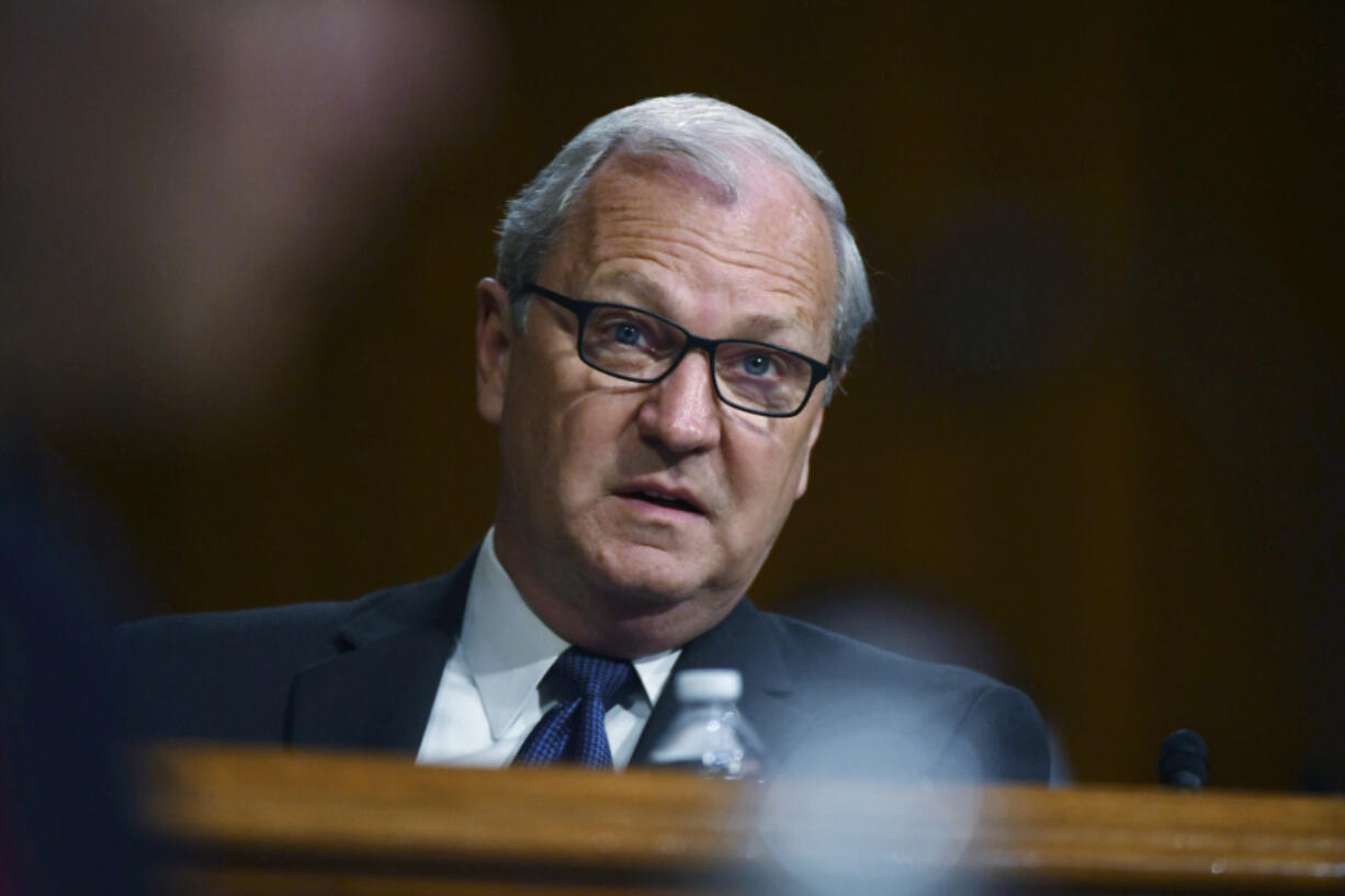 FILE - Sen Kevin Cramer, R-ND, speaks during a hearing, May 20, 2020 on Capitol Hill in Washington. A North Dakota sheriff&rsquo;s deputy was killed when a stolen SUV driven by the son of Sen.