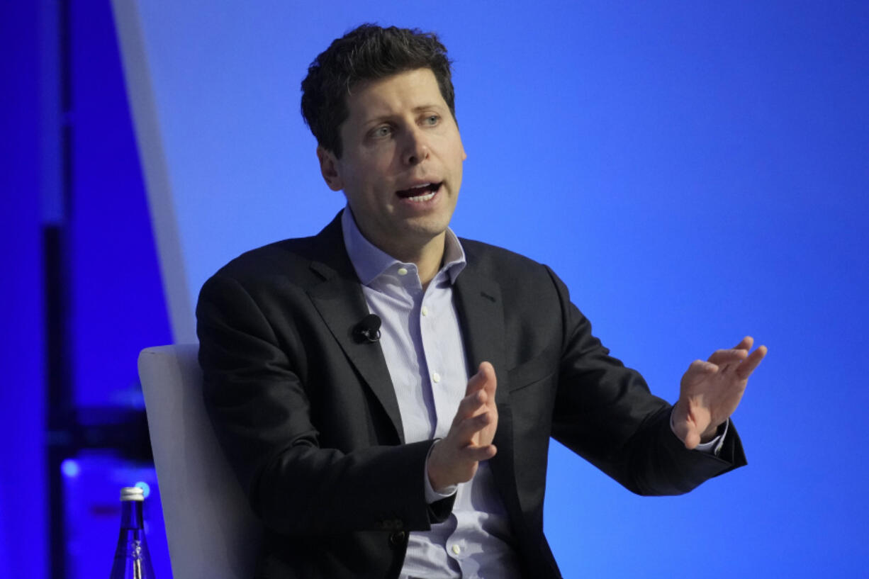 File - OpenAI CEO Sam Altman speaks at the Asia-Pacific Economic Cooperation (APEC) CEO Summit on Nov. 16, 2023, in San Francisco. Negotiators will meet this week to hammer out details of European Union artificial intelligence rules but the process has been bogged down by a simmering last-minute battle over how to govern systems that underpin general purpose AI services like OpenAI&rsquo;s ChatGPT and Google&rsquo;s Bard chatbot.