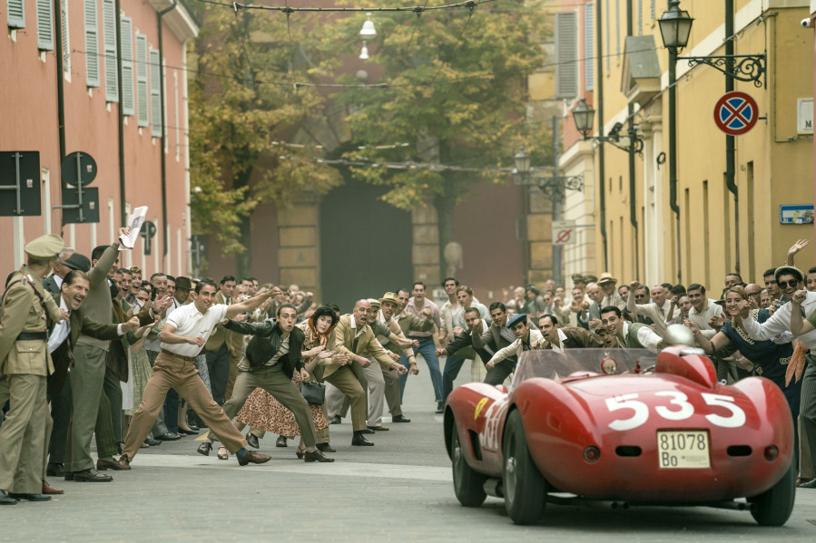 This image released by Neon shows a scene from &ldquo;Ferrari.&rdquo; (Eros Hoagland/Leon via AP)