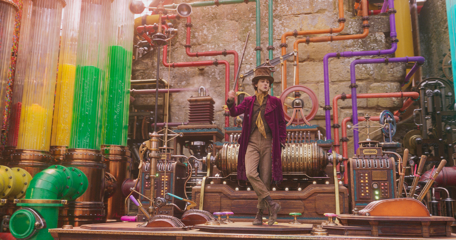 This image released by Warner Bros. Pictures shows Timothee Chalamet in a scene from &quot;Wonka.&quot; (Warner Bros.