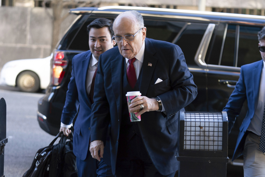 Former Mayor of New York Rudy Giuliani arrives at the federal courthouse in Washington, Friday, Dec. 15, 2023.