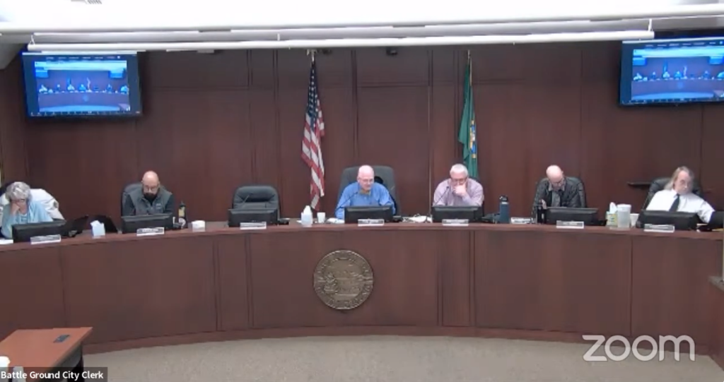 A screen shot from a Battle Ground City Council meeting on Nov. 20.