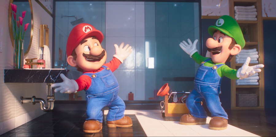 This image released by Nintendo and Universal Studios shows characters, Mario, voiced by Chris Pratt, left, and Luigi, voiced by Charlie Day from the animated film &ldquo;The Super Mario Bros.