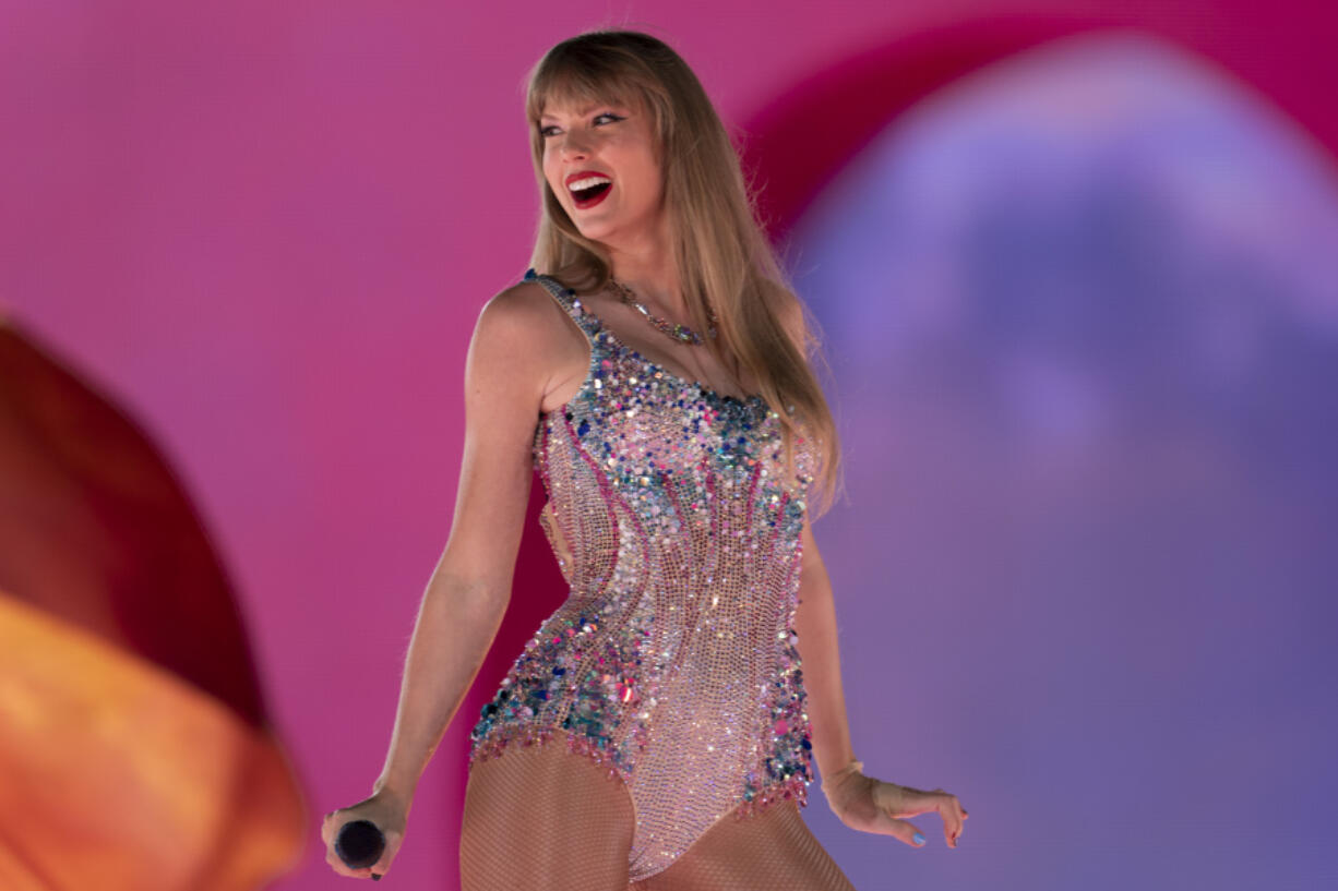 FILE - Taylor Swift performs during &ldquo;The Eras Tour&rdquo; in Nashville, Tenn., May 5, 2023. According to Spotify Wrapped, Swift was 2023&rsquo;s most-streamed artist globally.