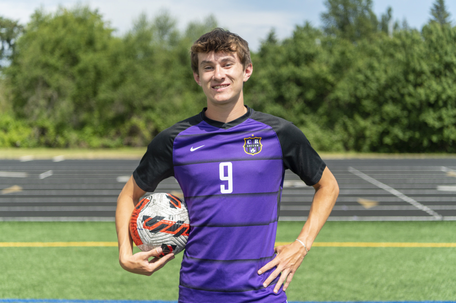 Columbia River senior Alex Harris poses for a portrait Wednesday, June 7, 2023, Columbia River High School. Harris is The Columbian&Igrave;s All-Region boys soccer player of the year.
