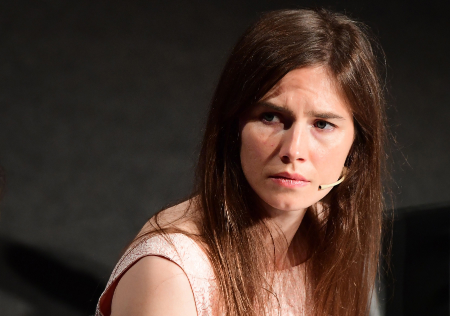 Amanda Knox attends a panel discussion June 15, 2019, during the Criminal Justice Festival at the Law University of Modena, Italy.